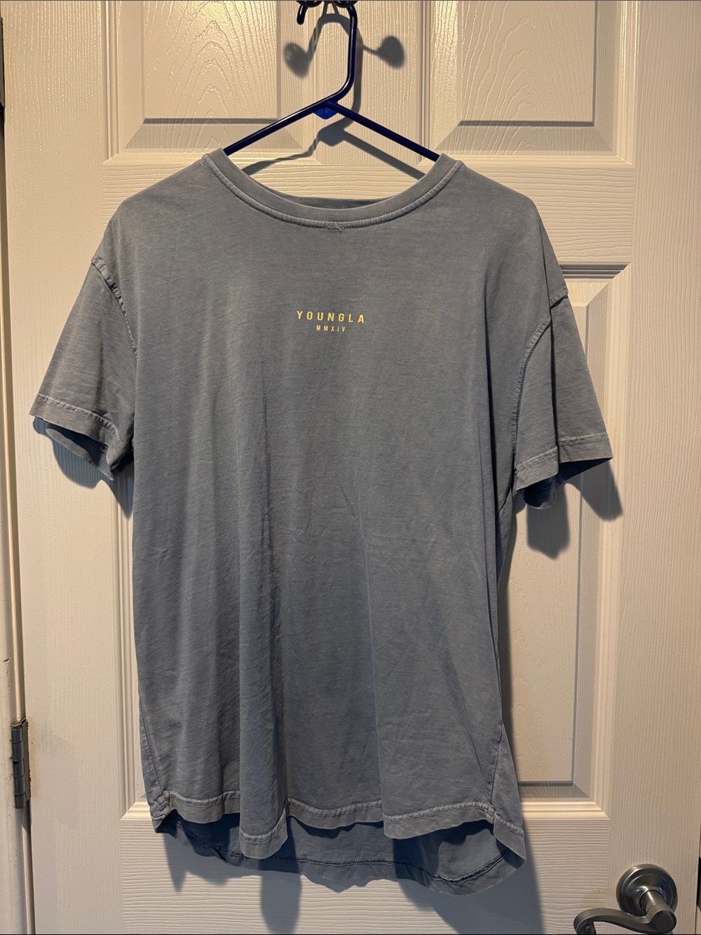 YoungLA Short Sleeve Crewneck Tee in Faded Slate Blue